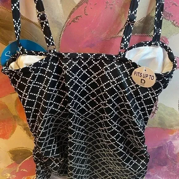 Swim solutions chain print underwire tankini top - Picture 3 of 8